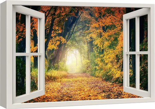 Vista 26 de Cuadro decorativo con diseño de ventana moderna blanca con vista, de la marca Wall26®