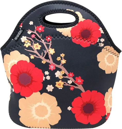 Vista 29 de allydrew Bolsa de almuerzo de neopreno aislada con cremallera para lonchera, plátanos y rayas