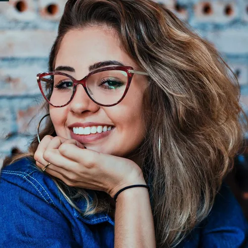 Vista 2 de WOWSUN Montura de lentes de ojo de gato de cristal sexy para mujer, sin receta, marco de anteojos falsos con lente transparente