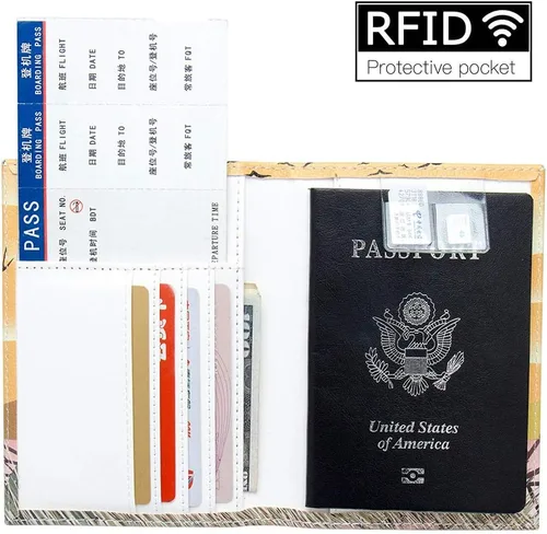 Vista 5 de Funda para pasaporte de viaje con bloqueo RFID con hebilla de piel sintética para pasaporte, Elefante, Cartera Rfid
