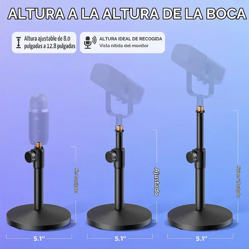 Vista 2 de InnoGear Soporte de micrófono de escritorio, soporte de micrófono de mesa mejorado ajustable con clip de micrófono y tornillo macho de 5/8" a hembra