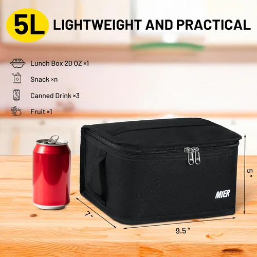 Vista 4 de MIER Lonchera térmica para hombres, mujeres y niños, portátil, pequeña, para 9 latas, mini hielera térmica compacta para escuela, trabajo, picnic