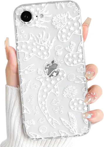 Vista 43 de NITITOP Funda para iPhone 13 Clear Sea Animal - Pez negro Pescado Negro