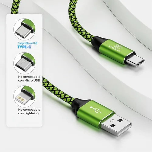 Vista 3 de Cable USB tipo C, paquete de 5 cables USB A a tipo C de 10 pies de largo de carga rápida tipo C, cargador de teléfono para Samsung Galaxy S10 S9 S8