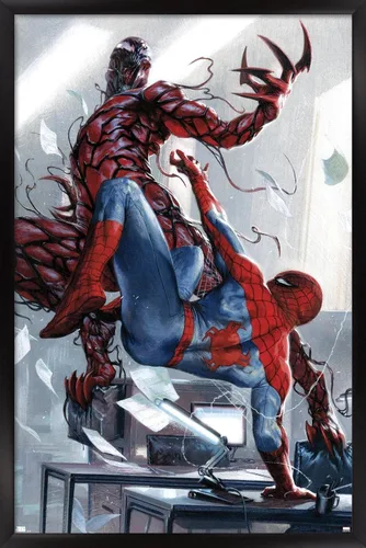 Vista 13 de Trends International Marvel Comics Carnage - Póster de pared de batalla con Spider-Man, 14.725 x 22.375 pulgadas, versión enmarcada de madera