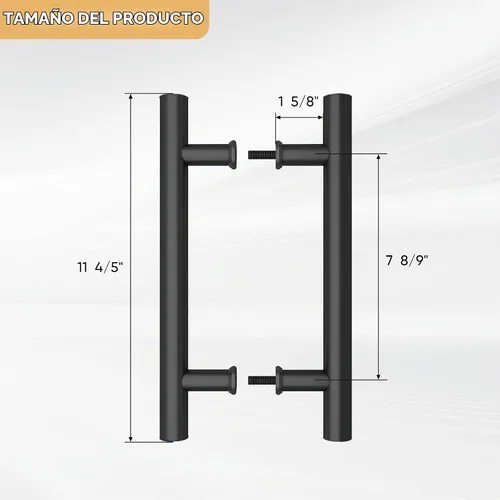 Vista 3 de JUBEST Manija de puerta de granero de 12 pulgadas, pasamanos de puerta corredera en forma de H de doble cara, manijas de puerta batiente Negro