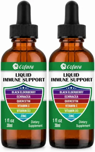 Vista 7 de Zinc Quercetina Vitamina C D3 Líquido de apoyo inmunológico con equinácea orgánica saúco, suplemento de gotas de defensa inmunológica para adultos