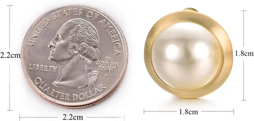 Vista 2 de Yoursfs Clip on Earrings for Women Round Faux Pearl Earrings Clipon 18K Gold Plated Non Pierced Earring Jewelry