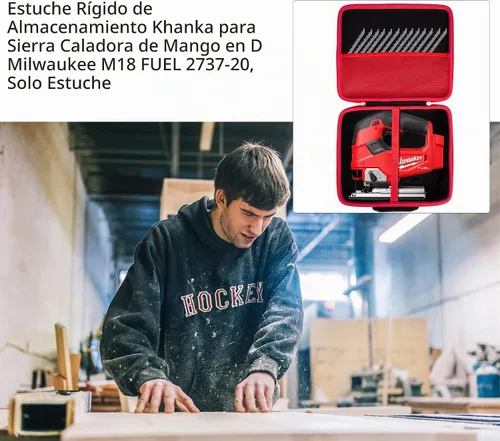 Vista 5 de khanka Estuche de almacenamiento rígido de repuesto para sierra caladora Milwaukee M18 Fuel D-Handle 2737-20, solo funda