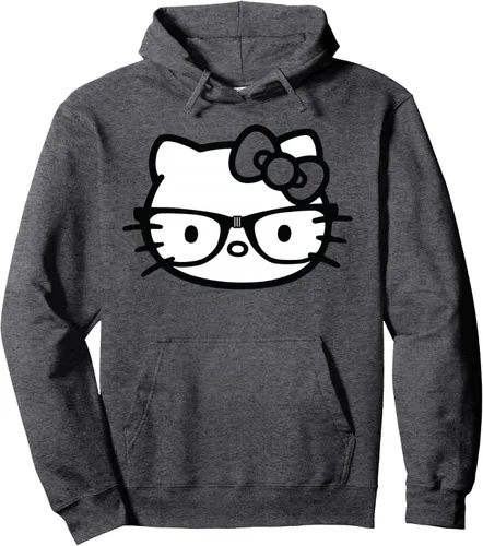 Vista 5 de Hello Kitty Sudadera con capucha de gafas nerd en blanco y negro