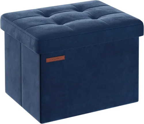 Vista 18 de SONGMICS Otomana pequeña plegable de almacenamiento, taburete reposapiés, 12.2 x 16.1 x 12.2 pulgadas, otomana con almacenamiento, carga de hasta