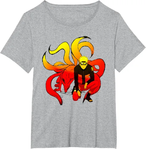 Vista 44 de Naruto Shippuden Naruto and 9 Tails - Camiseta de manga corta Negro