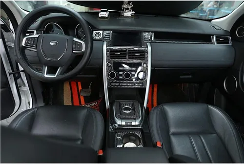 Vista 3 de YIWANG Real Fibra de carbono coche multifunción botón marco Trim 2 unids para Land Rover Discovery Sport 2015-2019 Auto Accesorios