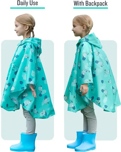 Vista 6 de Chaqueta ligera de poncho de lluvia para niños, impermeable, abrigo impermeable