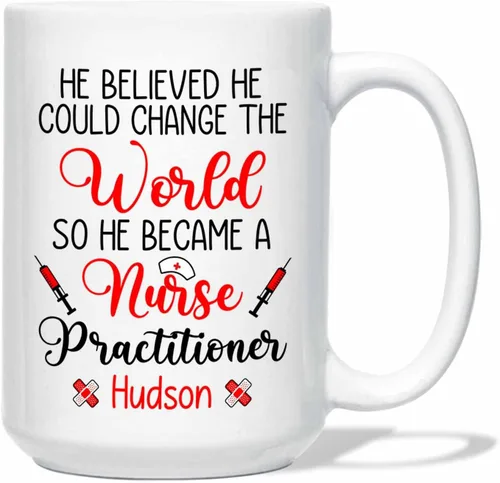 Vista 11 de Taza de enfermera practicante con nombre personalizado, regalo NP, taza de café para estudiante de enfermería, regalo médico personalizado