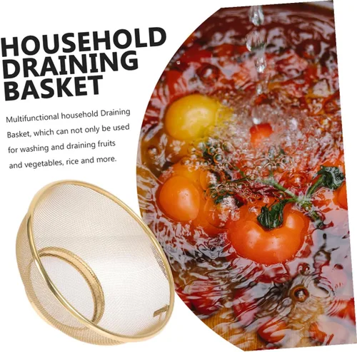Vista 9 de Toyvian Colador de malla fina de acero inoxidable para lavado de arroz y drenaje de verduras, colador de cocina con malla ultrafina para tamizar