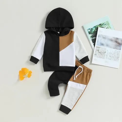 Vista 2 de Douhoow Conjunto de ropa de bebé con capucha y pantalones con cordón para bebé