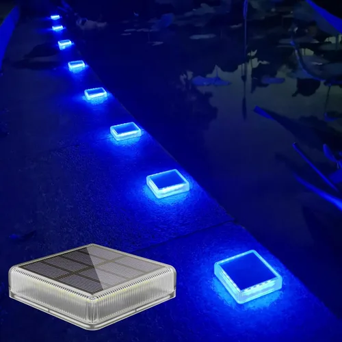Vista 10 de Lacasa – Luces de terraza solares, paquete de 4 luces LED de 30LM para muelle, blanco cálido 2700K, luces de escalones exteriores alimentadas por