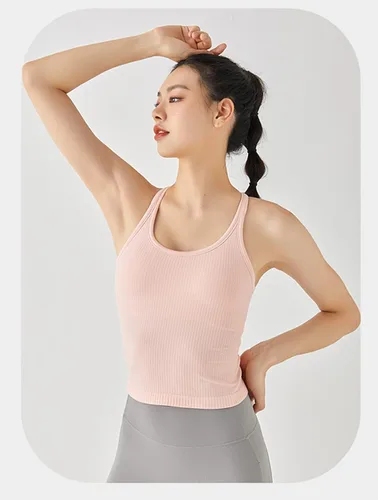 Vista 81 de sphinx cat - Camiseta corta de entrenamiento para mujer, camiseta sin mangas, acanalada, con espalda cruzada y brasier integrado