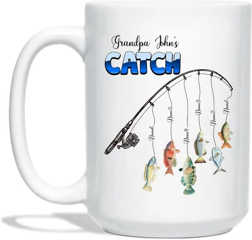 Vista 7 de Taza de café personalizada para el mejor abuelo por par, regalo para abuelo, tazas de abuelo, tazas personalizadas para abuelo con nombres de niños