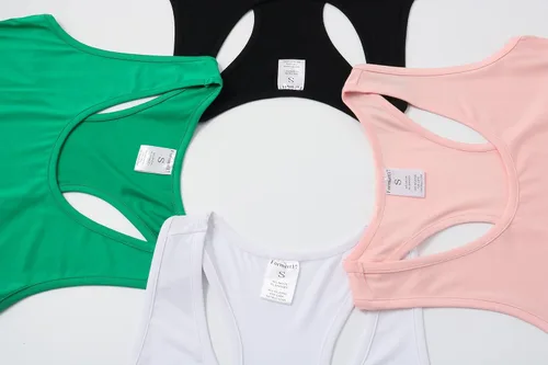 Vista 6 de Formeet17 Camiseta corta sin mangas básica para mujer, 4 piezas, cuello redondo, espalda cruzada