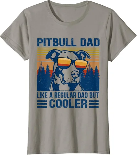Vista 14 de Camiseta divertida retro de Pitbull Dad Like A Regular Dad But Cooler Gris Oscuro