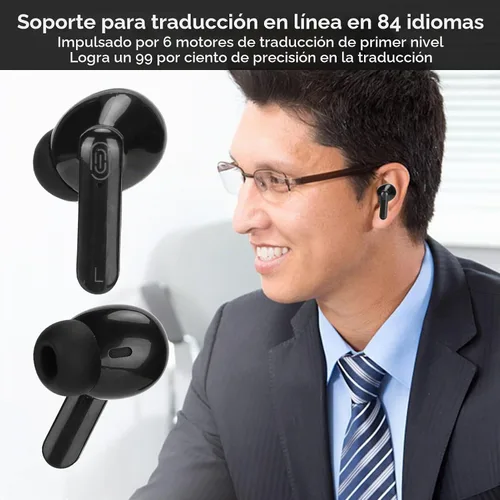 Vista 2 de Bewinner Y113 - Audífonos traductores de idiomas, dispositivo traductor de 144 idiomas, dispositivo traductor de reducción de ruido Bluetooth