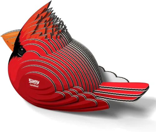 Vista 4 de EUGY 068 Cardinal - Rompecabezas de papel 3D ecológico [nuevo sello]