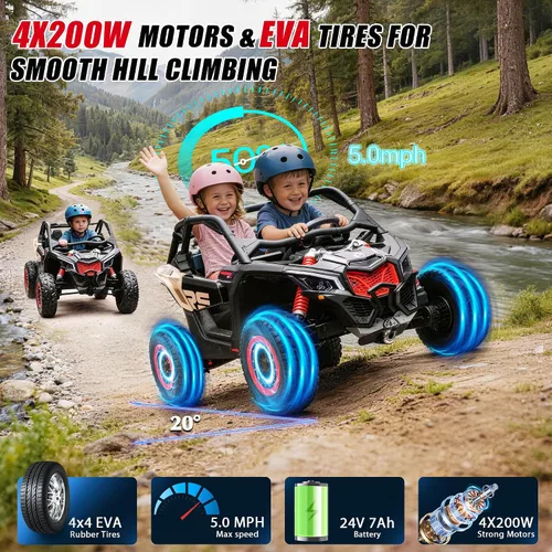 Vista 5 de 24V CAN-AM Maverick X3 con licencia de 2 plazas para niños UTV Negro y dorado