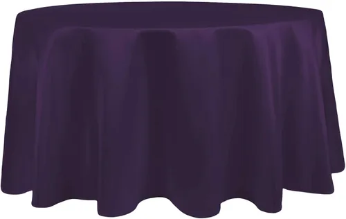 Vista 14 de Ultimate Textile Mantel redondo de satén nupcial de 60 pulgadas, se adapta a mesas de menos de 60 pulgadas de diámetro, berenjena morado berenjena