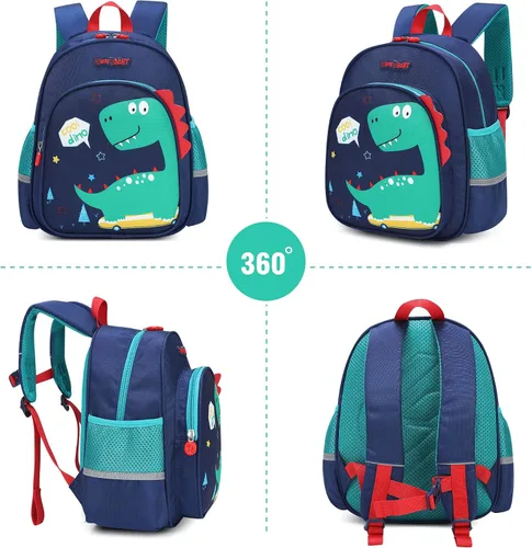 Vista 4 de Reqinqin Lindas mochilas reales para niños pequeños, mini bolsa de viaje de dibujos animados de animales para bebé niña niño de 1 a 5 años
