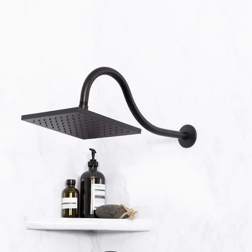 Vista 3 de JS Jackson Supplies, brazo de extensión de cabezal de ducha de 16 pulgadas de longitud montada, tubo extensor largo de arco alto, ideal para cabezal