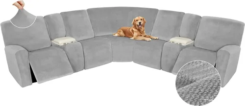 Vista 588 de Arfntevss Fundas de sofá seccional reclinable de terciopelo, Funda de sofá seccional de esquina para sofá reclinable, Funda elástica suave