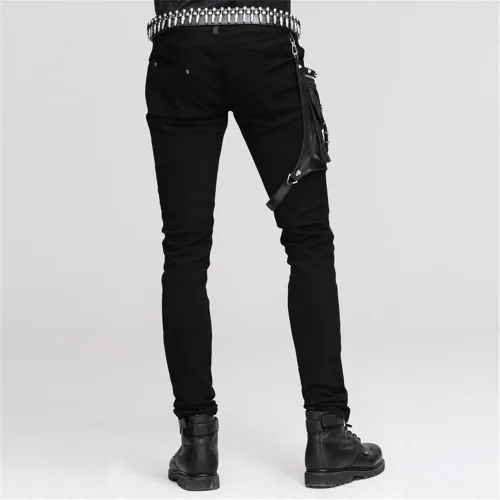 Vista 4 de Devil Fashion Pantalones casuales para hombre punk patchwork rectos con bolsillo