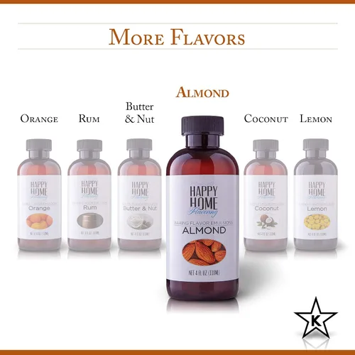Vista 5 de Happy Home Emulsión aromatizante natural de sabor a almendra para hornear, certificado Kosher, 4 onzas.