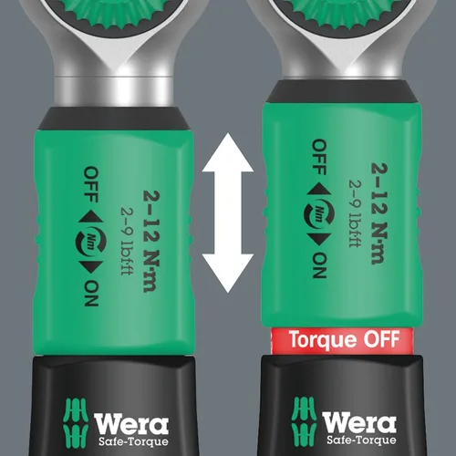 Vista 17 de Wera 05075801001 Llave dinamométrica Safe-Torque A 2 con accionamiento hexagonal de 1/4", 2-12 Nm, Negro Verde