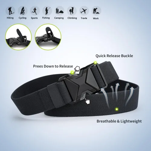 Vista 6 de VANNANBA Cinturón militar táctico para hombre, cinturón de senderismo elástico de nailon de 1.5 pulgadas con hebilla de cinturón de seguridad