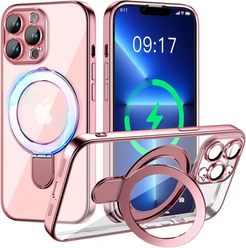 Vista 71 de Funda magnética para iPhone 14 Pro con soporte invisible [compatible con MagSafe] [protector completo de lente de cámara]