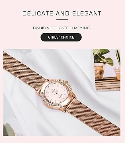 Vista 4 de MASTOP Relojes analógicos de cuarzo, con correa de malla e impermeables, para mujer