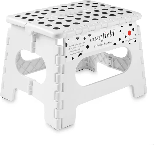 Vista 15 de Casafield Taburete plegable de 9 pulgadas con asa, negro, portátil, plegable, pequeño taburete de plástico para niños y adultos, uso en la cocina