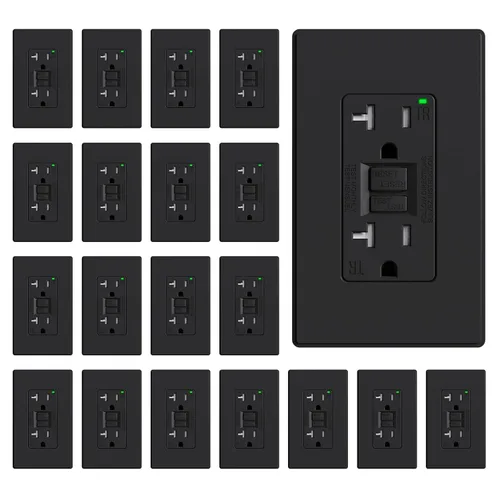 Vista 48 de ELEGRP Toma GFCI de 15 amperios, toma eléctrica GFI de autoprueba con diseño más delgado, receptáculo GFCI resistente a manipulaciones TR