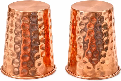 Vista 5 de Juego de 2 vasos de cobre puro, martillados, 10.14 onzas