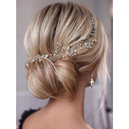 Vista 10 de Unicra Diadema de cristal con diamantes de imitación para novia y niñas, 17.7 pulgadas (plateado)