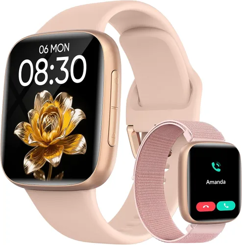 Vista 9 de Reloj inteligente para mujer, 1.85 pulgadas AMOLED con pantalla ultra transparente compatible con iPhone/Samsung/Android, más de 100 modos