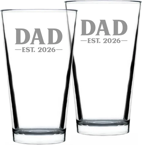 Vista 8 de Dad Est 2023 - Regalo de Vaso de Pinta para Nuevo Padre Primerizo - Vasos Llamativos de 16 Oz Bevvee Dad gift ideas for fathers, husbands and