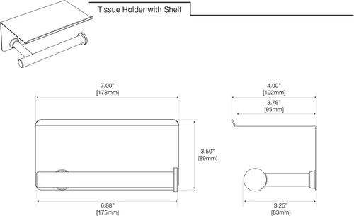 Vista 4 de Gatco 1420B Latitude II - Soporte para papel higiénico de 7 pulgadas con estante para teléfono, soporte de papel higiénico montado en la pared