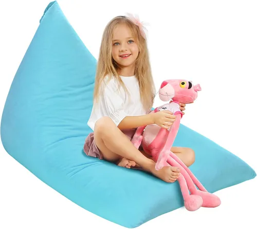 Vista 8 de Aubliss - Sillón puf para almacenamiento de animales de peluche, adecuado para niños, niñas y adultos, sólo incluye la funda de puf, con cremallera