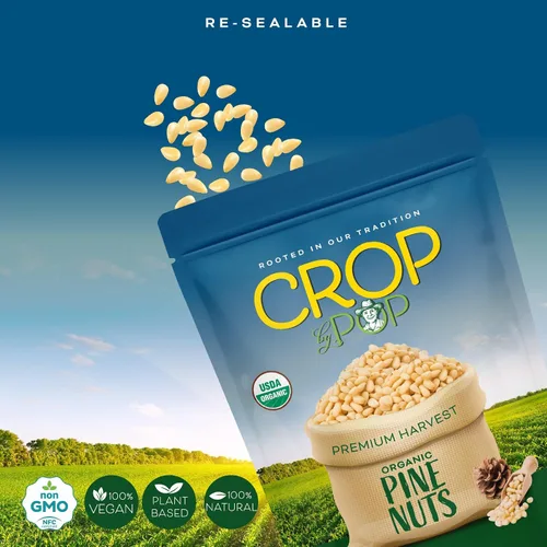 Vista 4 de CROP BY POP - Piñolias orgánicas crudas sin sal, sin cáscara, (6 onzas, 1 unidad) empaquetadas frescas en bolsa resellable, USDA orgánico, sin OMG