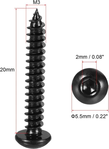 Vista 2 de uxcell Tornillos autorroscantes hexagonales, tornillo de madera de acero al carbono M3 x 0.787 in 100pcs