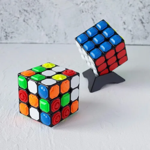 Vista 3 de Cubo Mágico 3X3x3 Táctil Cubo para Ciego 3D Grabado Braille Huella Digital Speed Cube